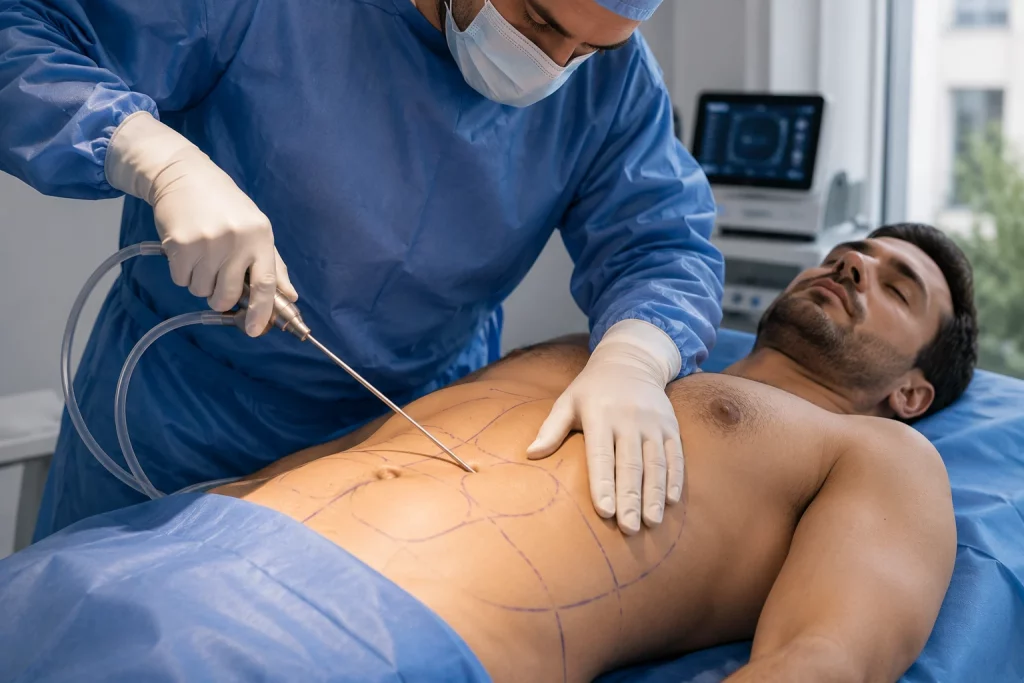 Liposuccion du ventre en haute définition : lipoaspiration abdominale avec marquage pré-opératoire — Dr Stroumza-Escoffier, chirurgien plasticien Paris